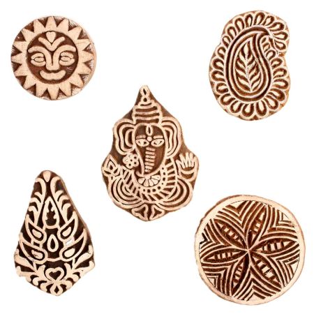 Set of 5 Piece New Mix Wooden Printing Block